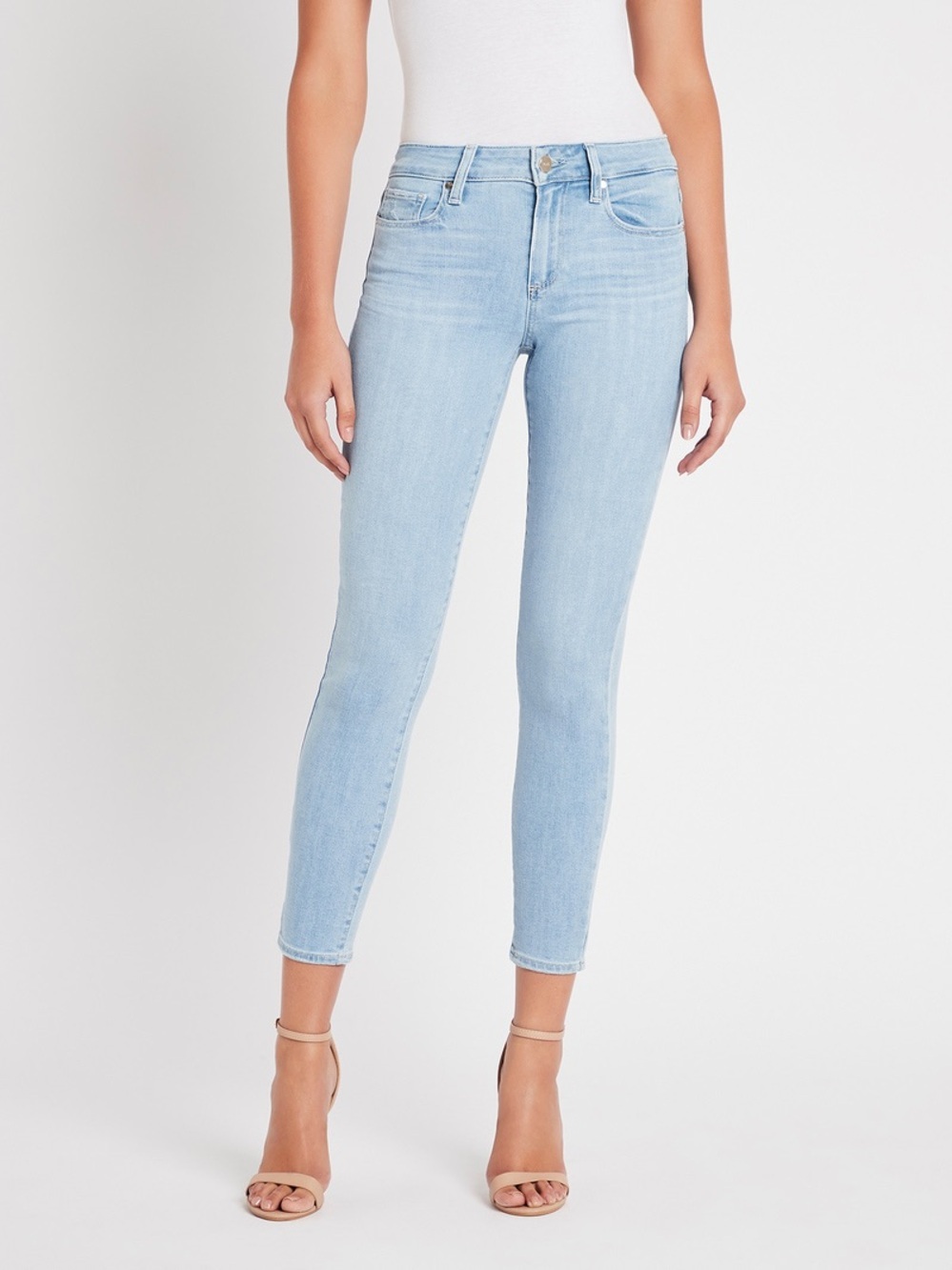 Paige Denim Verdugo Ankle Jean in Icicle Distressed 92% Cotton
